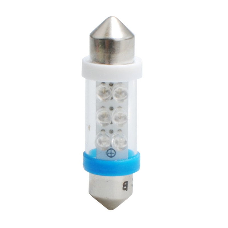 LED L023B - C5W 36mm 6xflux 3mm albastru