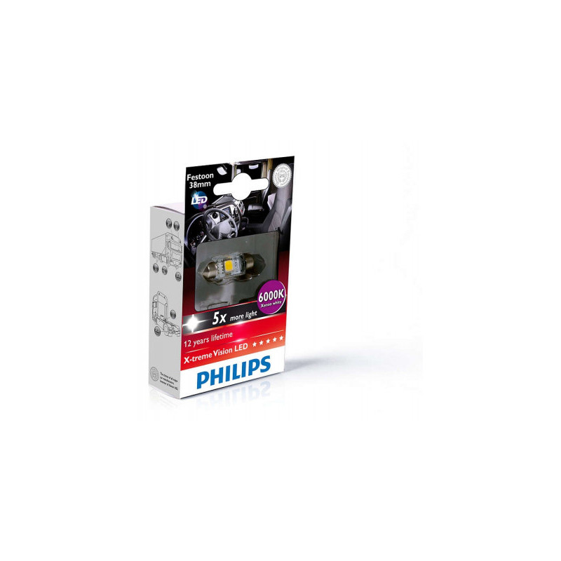 Philips Festoon X-Tremevision LED T10,5X38 6 000 K 24V1W SV8,5 X1