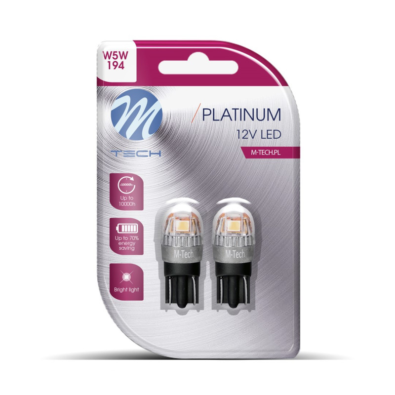 Blister 1x Diode LED M-Tech Platinum T10 W5W 5x2835SMD 1W 12-24V, Amber