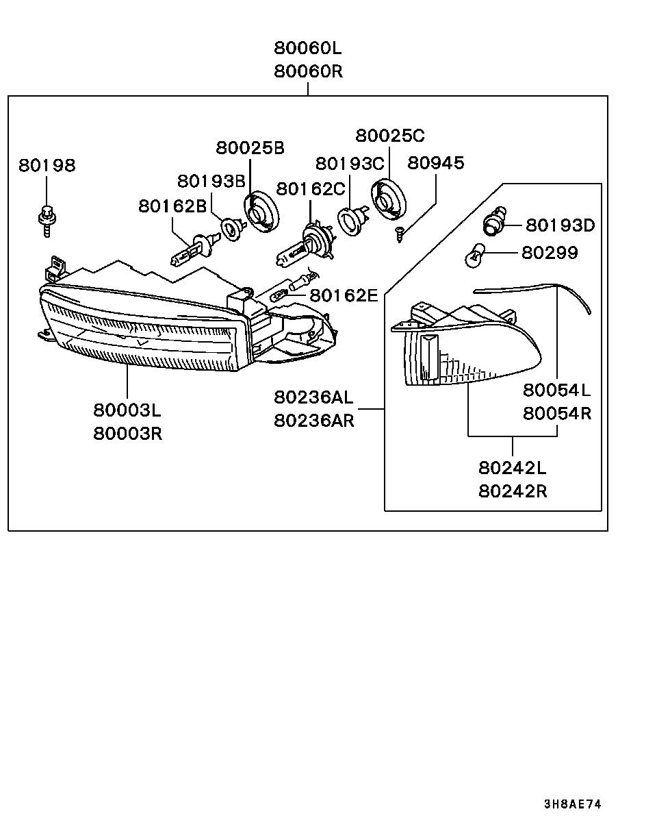 Mitsubishi MS820961 - Bec, proiector ceata directpiese.ro