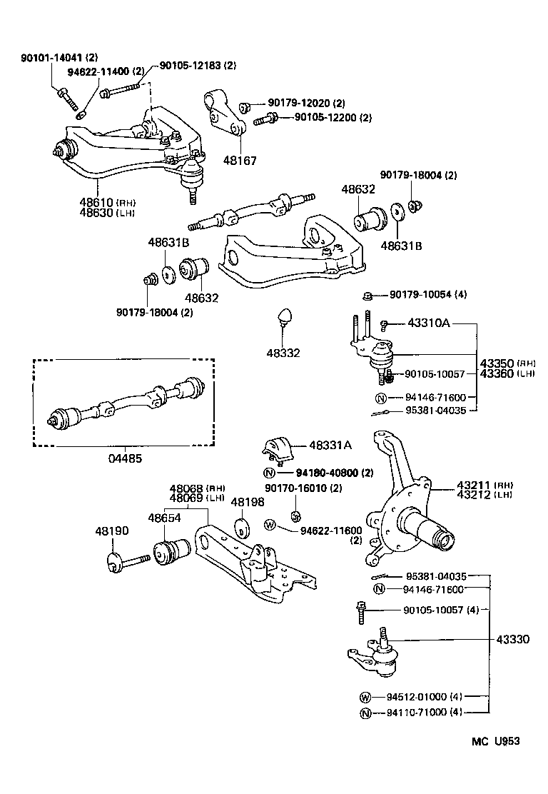 TOYOTA 9538104035 - Set rulment roata directpiese.ro
