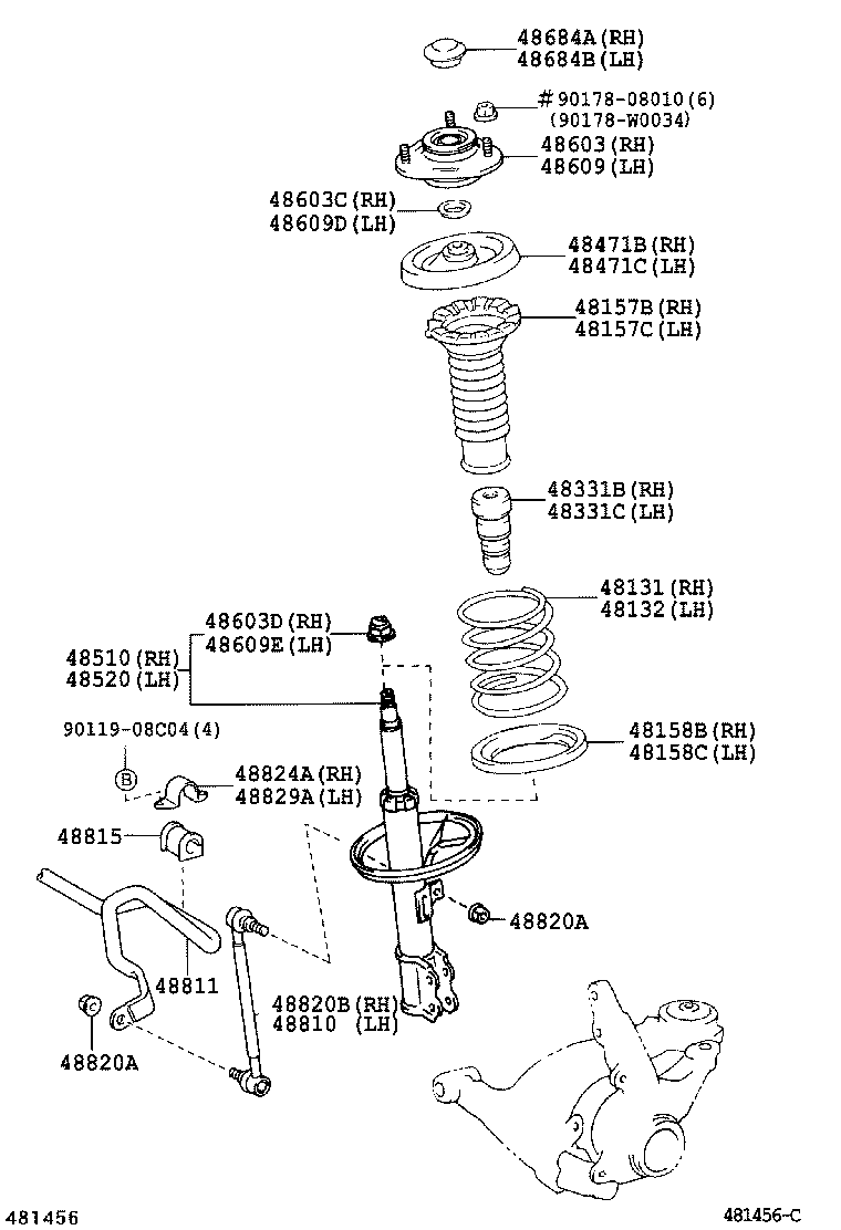 TOYOTA 48820-32010 - Brat / bieleta suspensie, stabilizator directpiese.ro